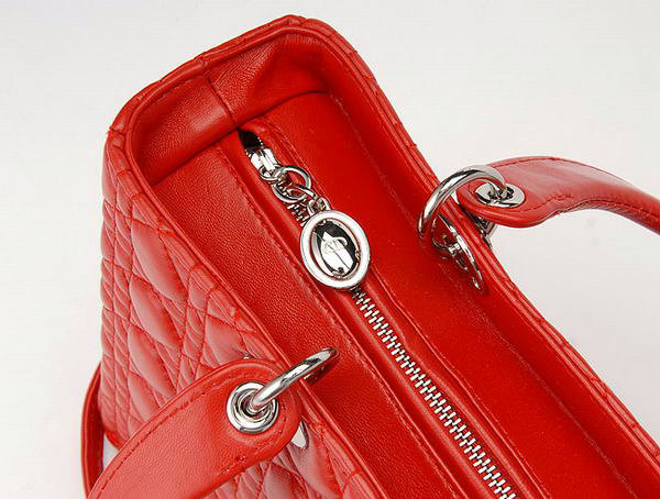 replica jumbo lady dior lambskin leather bag 6322 red with silver hardware